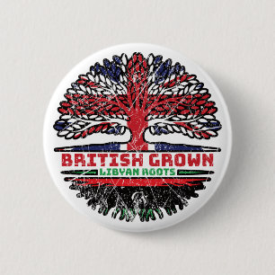 Badge Rond 5 Cm Libya Libyan Uk United Kingdom British Tree Roots