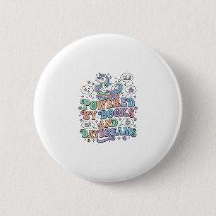 Badge Rond 5 Cm Licorne alimentée par les livres et les rêveries K