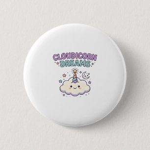 Badge Rond 5 Cm Licorne Cloudicorn Rêves Tendance Graphique Tee De