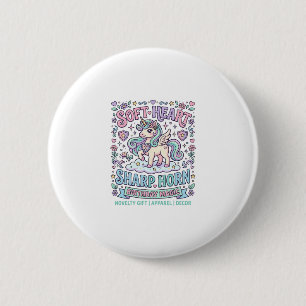 Badge Rond 5 Cm Licorne Cœur Doux Corne Pointue Typographie Gras P