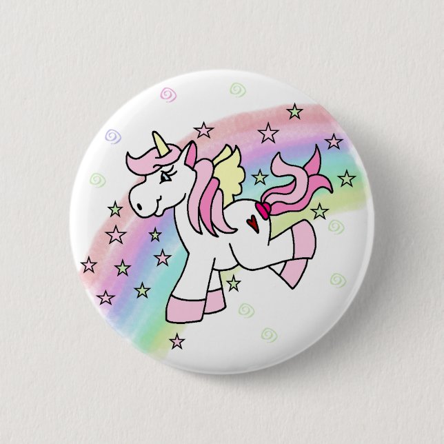 Badge Rond 5 Cm Licorne d'arc-en-ciel (Devant)
