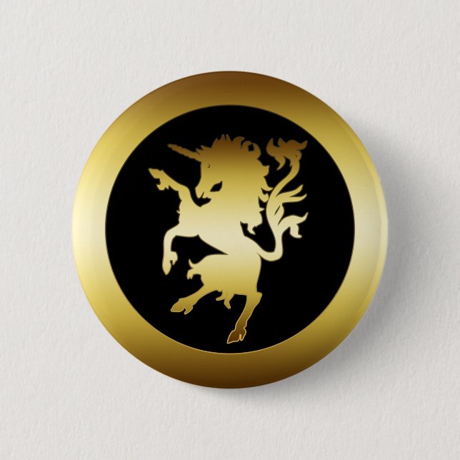 BADGE ROND 5 CM LICORNE D'OR (Devant)