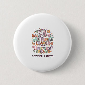 Badge Rond 5 Cm Licorne Feuilles d'automne et rêves de licorne Typ