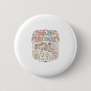 Badge Rond 5 Cm Licorne Paix Amour Licornes Conception De Vecteur
