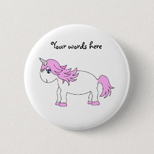 Badge Rond 5 Cm Licorne rose