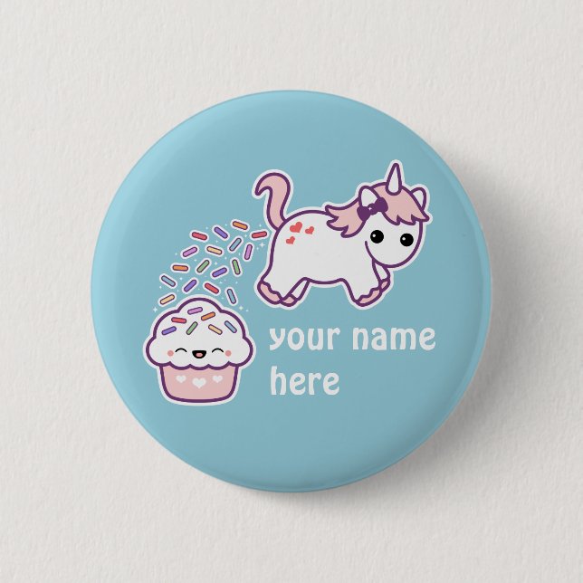 Badge Rond 5 Cm Licorne rose de Pooping (Devant)