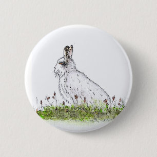 Badge Rond 5 Cm Lièvre de neige