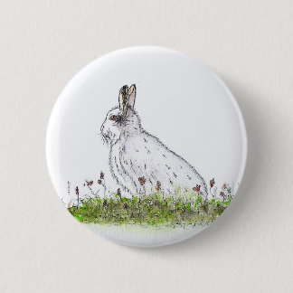 Badge Rond 5 Cm Lièvre de neige