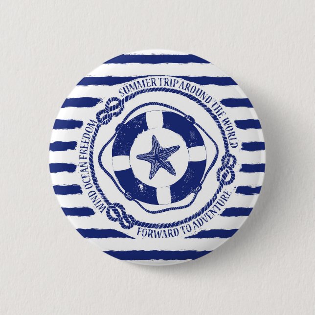 Badge Rond 5 Cm Lifebuoy et étoiles de mer (Devant)
