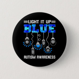 Badge Rond 5 Cm Light It Up Blue Autism