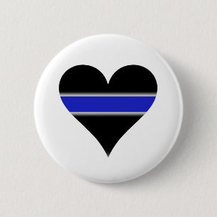Badge Rond 5 Cm Ligne bleue coeur