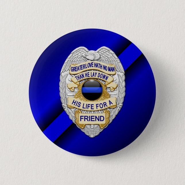 Badge Rond 5 Cm Ligne bleue mince (Devant)