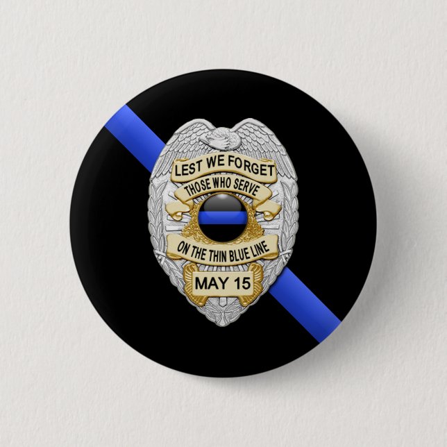 Badge Rond 5 Cm Ligne bleue mince (Devant)