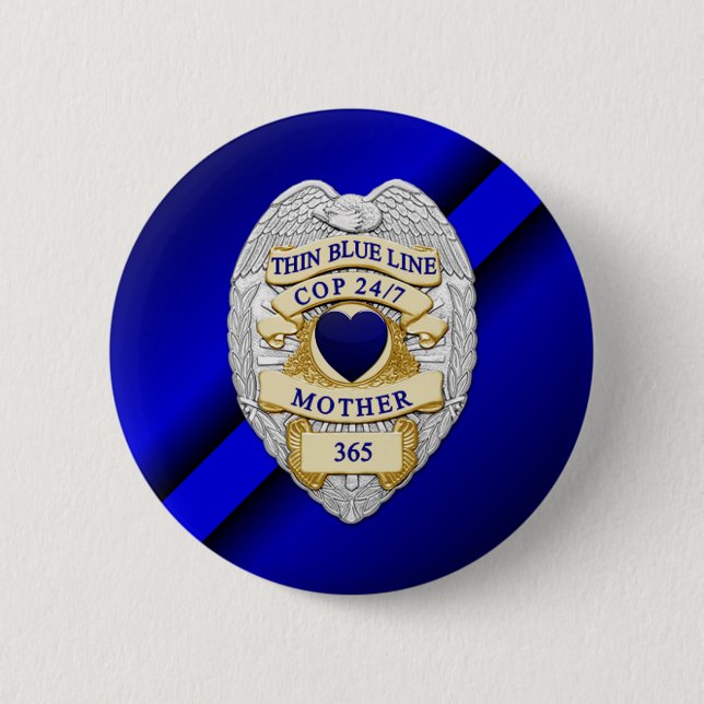 Badge Rond 5 Cm Ligne bleue mince (Devant)