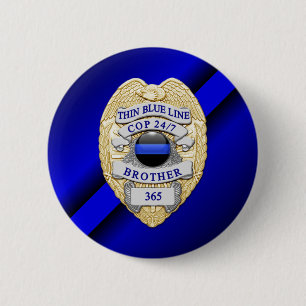Badge Rond 5 Cm Ligne bleue mince