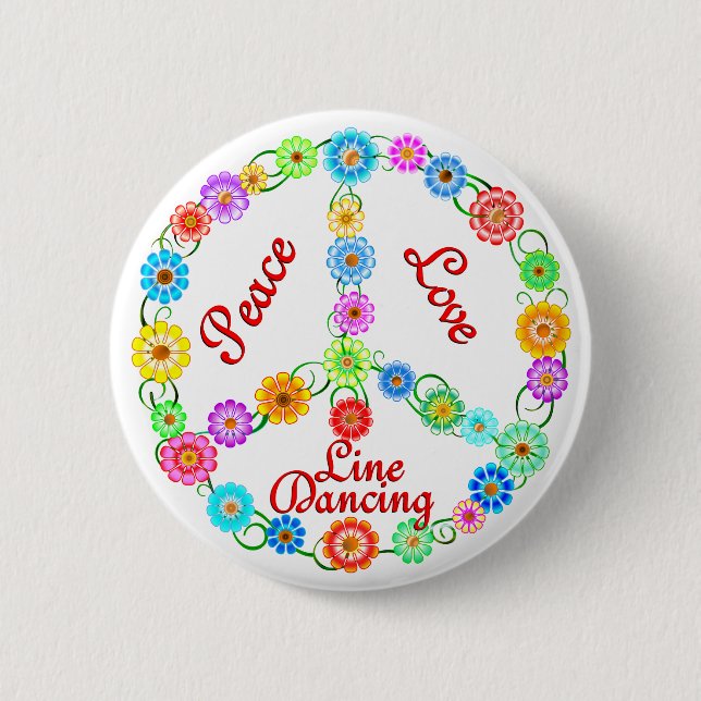 Badge Rond 5 Cm Ligne d'amour de paix danse (Devant)