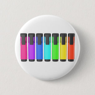 Badge Rond 5 Cm Ligne de sept surligneurs de différentes couleurs