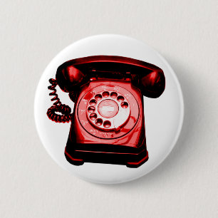 Badge Rond 5 Cm Ligne téléphonique rouge