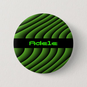 Badge Rond 5 Cm Lignes ondulées vertes hypnotiques Nom personnalis