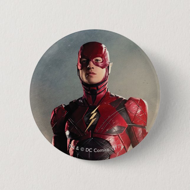 Badge Rond 5 Cm Ligue de la justice| Le flash sur le champ de bata (Devant)