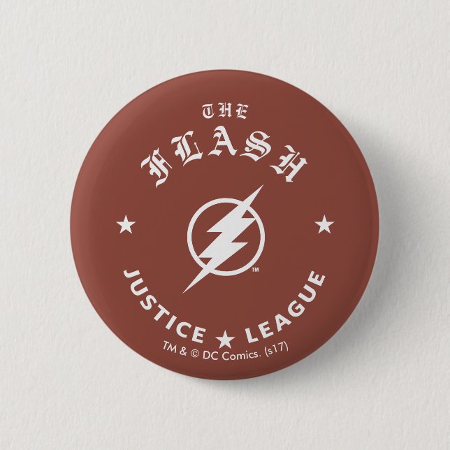 Badge Rond 5 Cm Ligue de la justice| L'Emblème Flash Retro Lightni (Devant)
