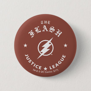 Badge Rond 5 Cm Ligue de la justice  L'Emblème Flash Retro Lightni