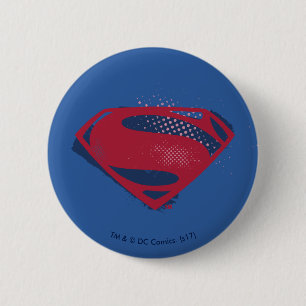 Badge Rond 5 Cm Ligue de la justice  Symbole Superman de brosse et