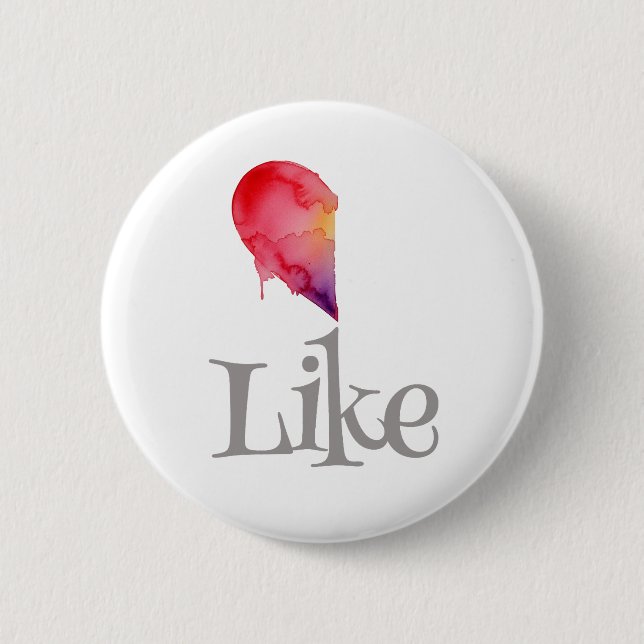Badge Rond 5 Cm Like - half heart (Devant)