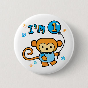 Badge Rond 5 Cm Lil Monkey 1er anniversaire
