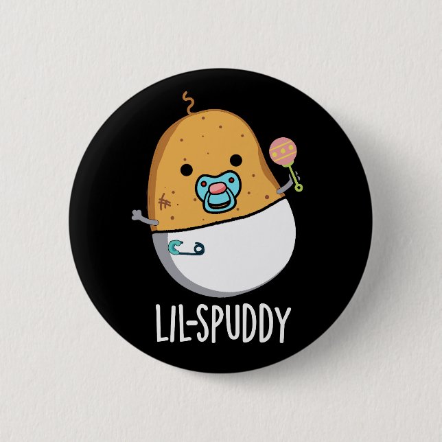 Badge Rond 5 Cm Lil-spuddy Funny Potato Pun Dark BG (Devant)