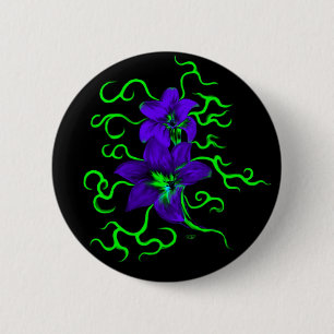 Badge Rond 5 Cm lila Lilie Blume