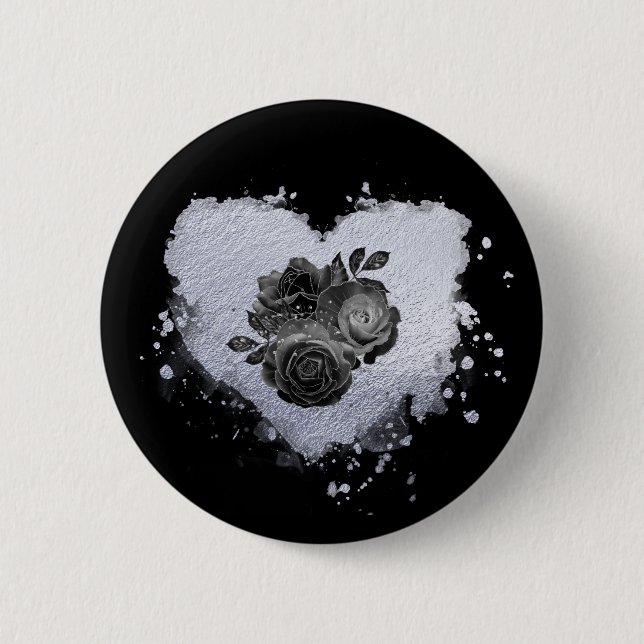 Badge Rond 5 Cm *~* Lilac Iridescente Fleurs cardiaques Femmes NOI (Devant)