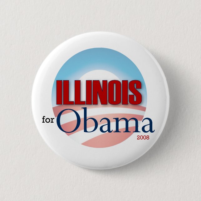 Badge Rond 5 Cm L'Illinois pour Obama (Devant)