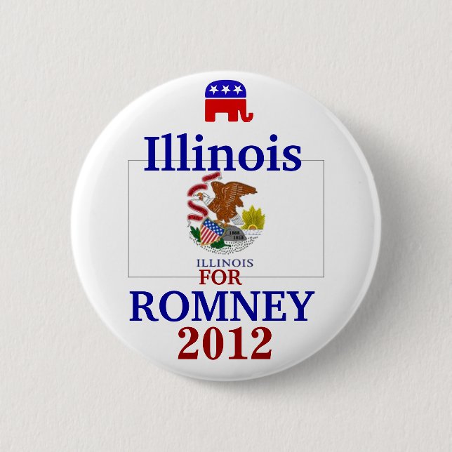 Badge Rond 5 Cm L'Illinois pour Romney 2012 (Devant)