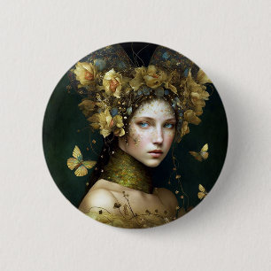 Badge Rond 5 Cm L'Imaginaire végétal vert Woodland