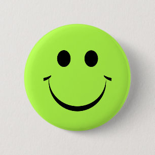Badge Rond 5 Cm Lime Green Joyeux visage