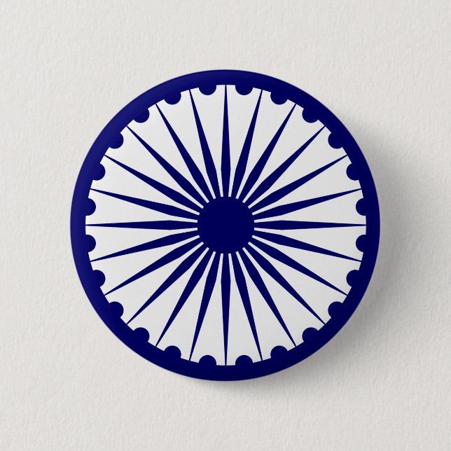Badge Rond 5 Cm L'Inde Ashoka Chakra (Devant)
