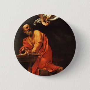 Badge Rond 5 Cm L'inspiration de Saint Matthew, Caravaggio