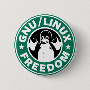 Badge Rond 5 Cm LINUX - GNU - FREEDOM Button