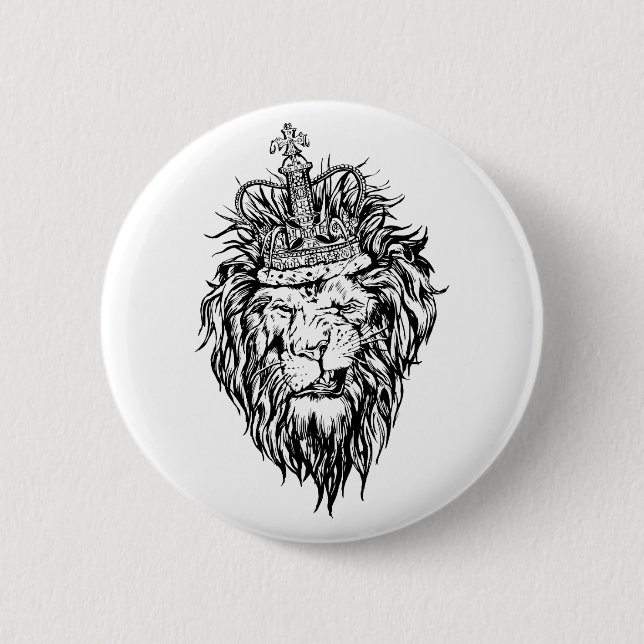 Badge Rond 5 Cm Lion dans la couronne (Devant)
