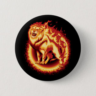 Badge Rond 5 Cm Lion de feu