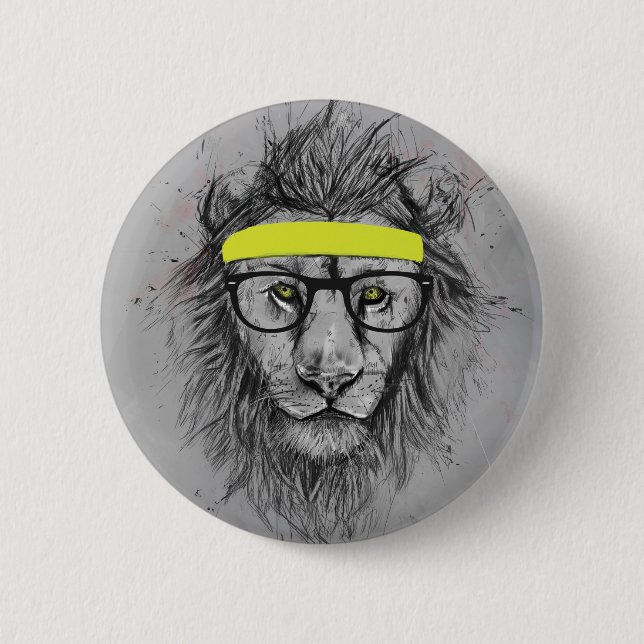 Badge Rond 5 Cm Lion de hippie (Devant)