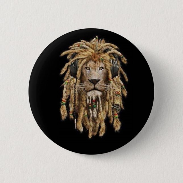 Badge Rond 5 Cm lion de reggae (Devant)