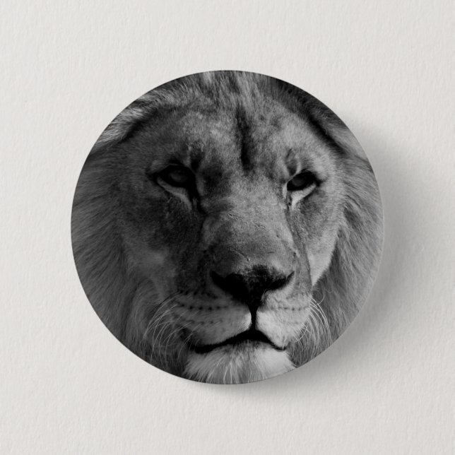 Badge Rond 5 Cm Lion noir et blanc (Devant)