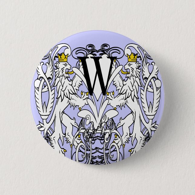 Badge Rond 5 Cm Lion Rampant Renaissance Mariage (Devant)