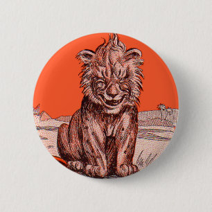 Badge Rond 5 Cm lion souriant