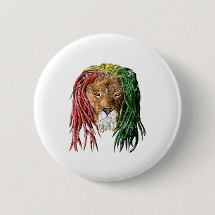Badge Rond 5 Cm Lion vintage de reggae de Rasta