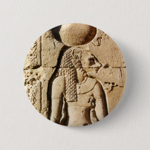 Badge Rond 5 Cm Lionne de Sekhmet hiéroglyphique