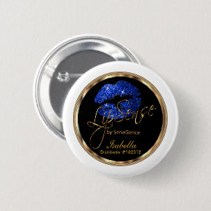 Badge Rond 5 Cm Lipsense - Parties scintillant Bleue Sur Noir & Bl