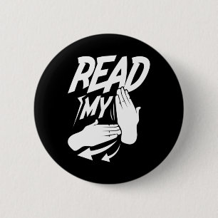 Badge Rond 5 Cm Lire Ma Main Sourde Langue Signale Américaine